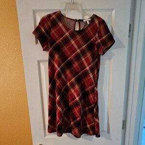 Red Plaid Midi Dress by HALO Size S